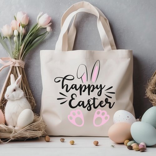 Cute Bunny Ears and Feet Happy Easter  Tote Bag