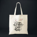 Cute Bunny Ears Calligraphy Easter Egg Hunt Custom Tote Bag<br><div class="desc">Happy Easter! Customizable Easter bag featuring modern calligraphy quote "Easter Egg Hunt" with cute bunny ears accents. Personalize by adding your own details. This Easter egg hunt tote bag is perfect as a gift.</div>
