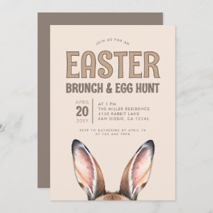 Cute Bunny Ears Easter Brunch and Egg Hunt Invitat Invitation
