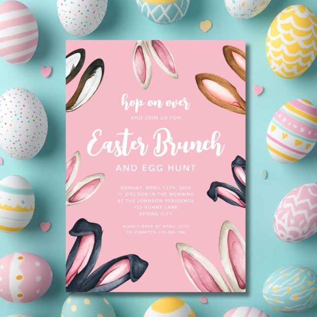 Cute Bunny Ears Easter Brunch Invitation (Cute Bunny Ears Easter Brunch Invitation)