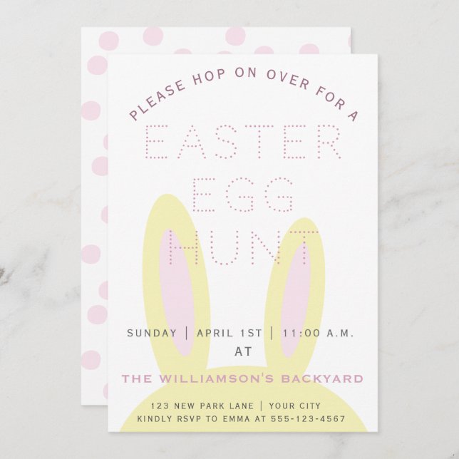 Cute Bunny Ears | Easter Egg Hunt Invitation (Front/Back)