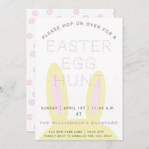 Cute Bunny Ears Easter Egg Hunt Invitation