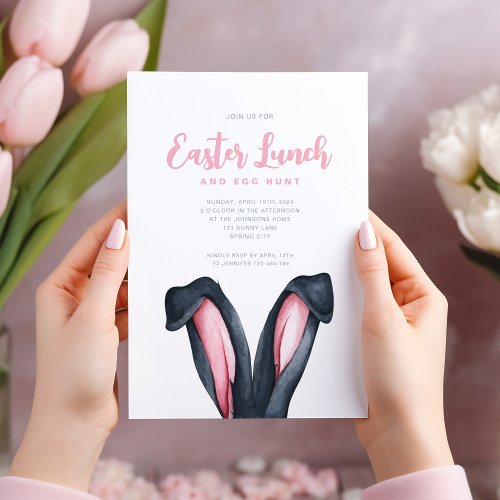 Cute Bunny Ears Easter Lunch Invitation