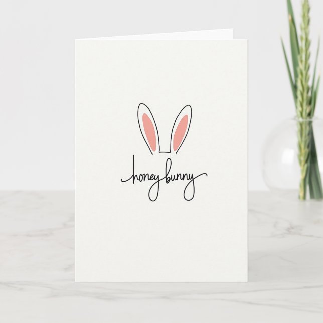 Cute Bunny Ears Greeting Card (Front)