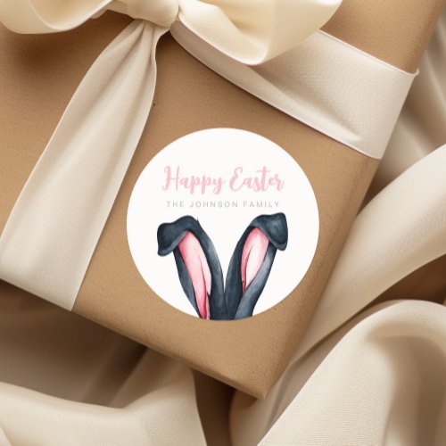 Cute Bunny Ears Happy Easter Classic Round Sticker
