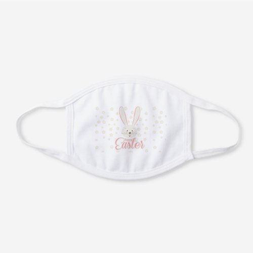 Cute Bunny Ears Happy Easter Egg Hunt White Cotton Face Mask