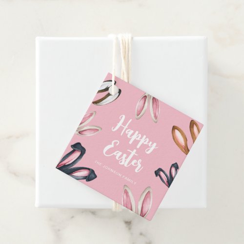 Cute Bunny Ears Happy Easter Favor Tags