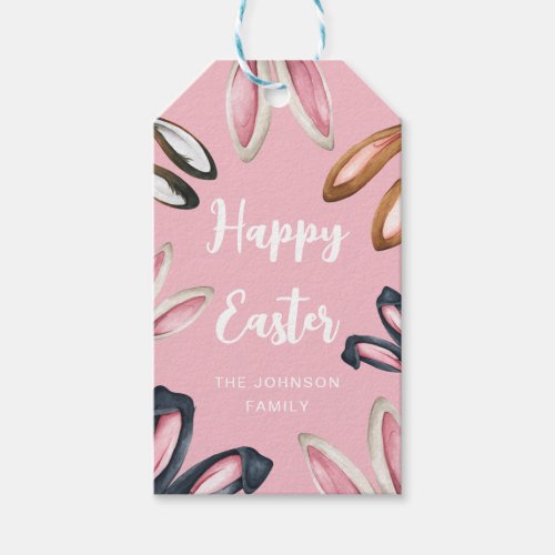 Cute Bunny Ears Happy Easter Gift Tags