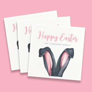 Cute Bunny Ears Happy Easter Napkins