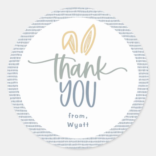 Cute Bunny Ears Thank You Classic Round Sticker