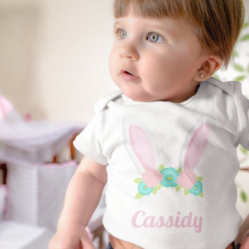 Cute Bunny Ears Tiara Easter Personalized Baby Bodysuit