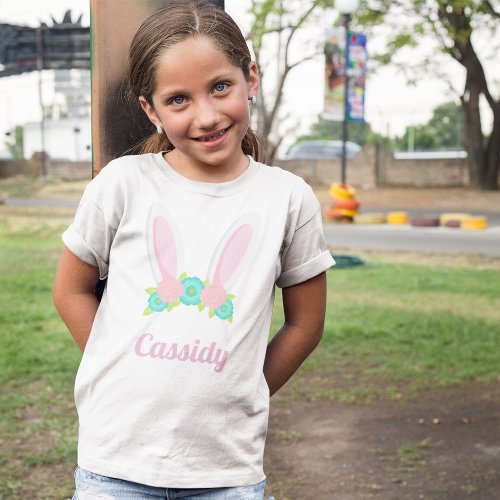 Cute Bunny Ears Tiara Easter Personalized Girls T_Shirt