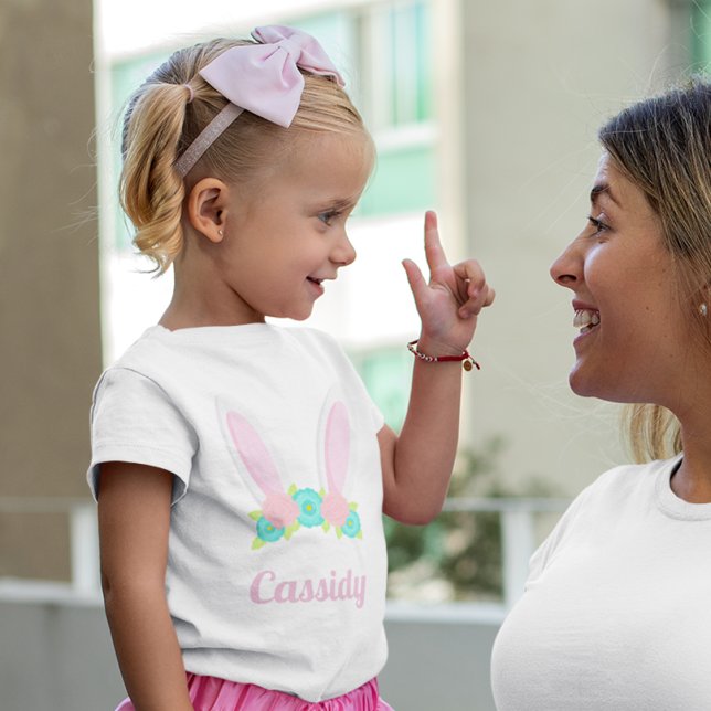 Cute Bunny Ears Tiara Easter Personalized Toddler T-shirt (Creator Uploaded)