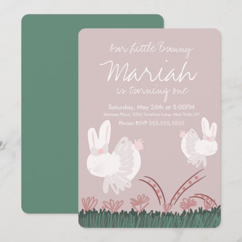 Cute Bunny Easter 1st Birthday Hand Drawn