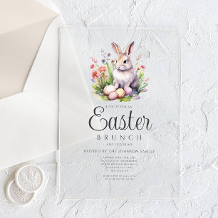 Cute Bunny Easter Brunch And Egg Hunt Acrylic Invitations