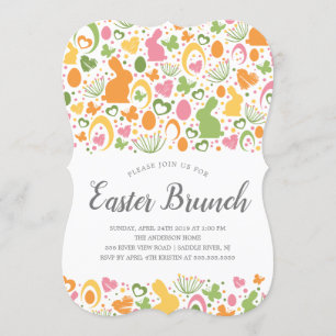 Cute Bunny Easter Brunch Dinner Invitation