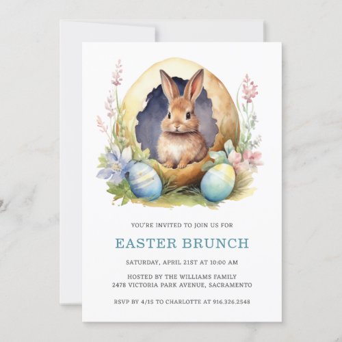 Cute Bunny Easter Brunch Invitation