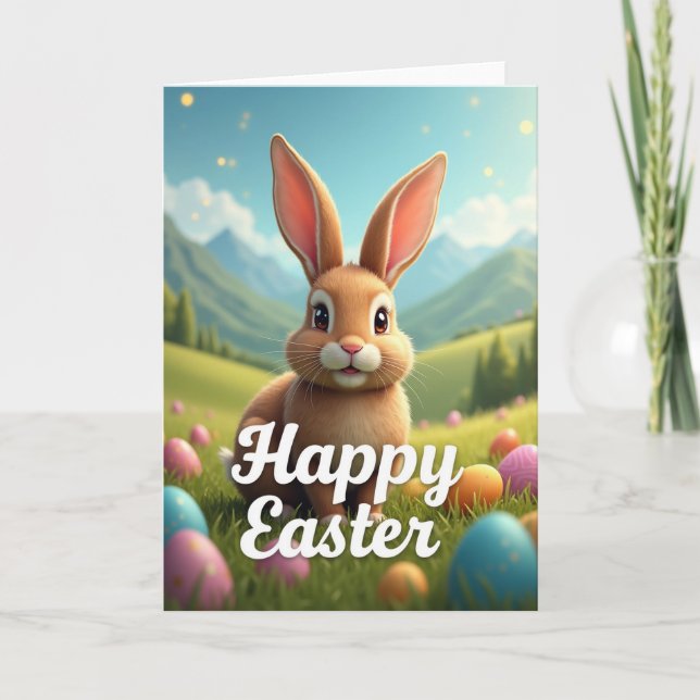 Cute Bunny Easter Celebration Card (Front)