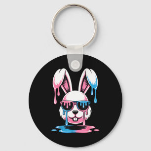Cute bunny easter day funny rabbit ice cream drip keychain