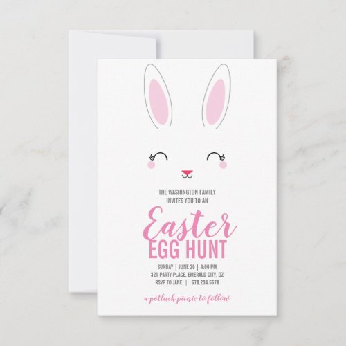 cute bunny EASTER EGG HUNT brunch picnic Invitation