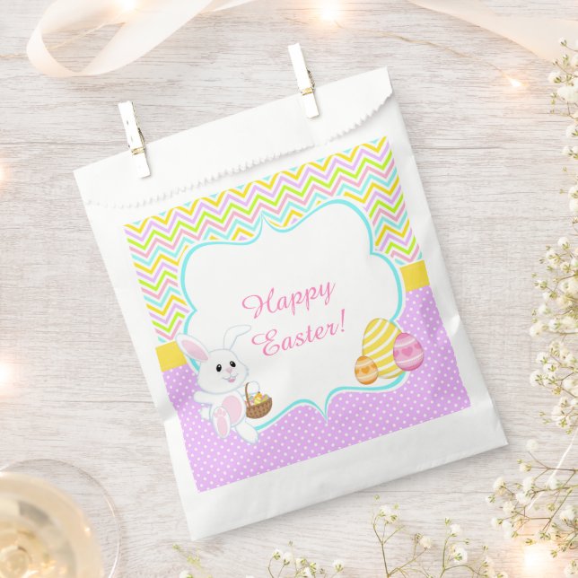 Cute Bunny Easter Egg Hunt Favor Bag (Clipped)