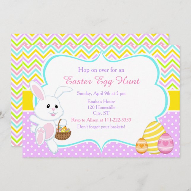 Cute Bunny Easter Egg Hunt Invitation (Front/Back)