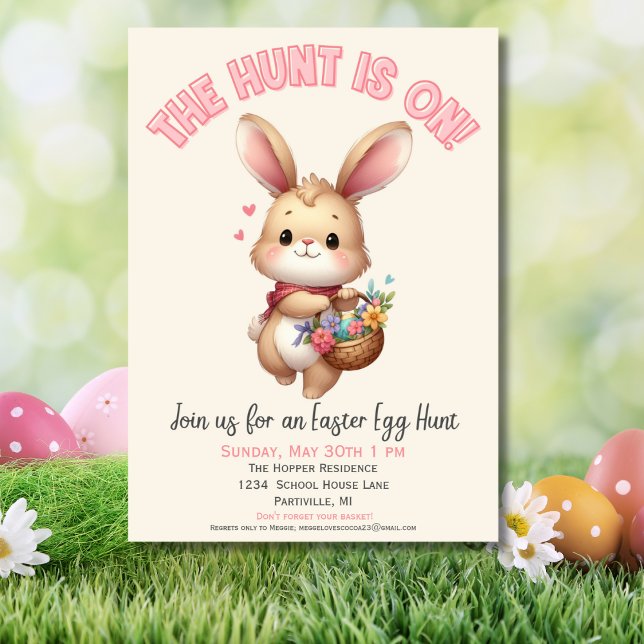 Cute Bunny Easter Egg Hunt Invitation (Creator Uploaded)