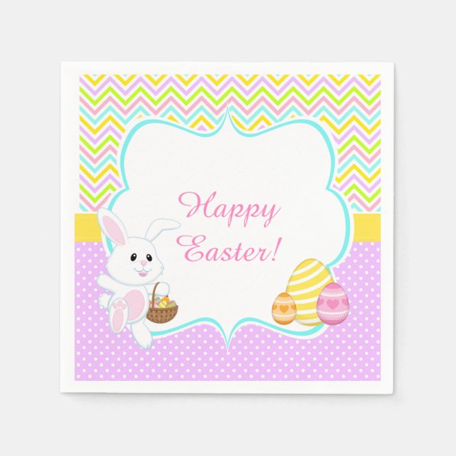 Cute Bunny Easter Egg Hunt Napkins (Front)
