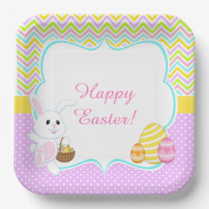 Cute Bunny Easter Egg Hunt Paper Plates