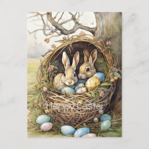 Cute Bunny Easter Eggs Holiday Postcard