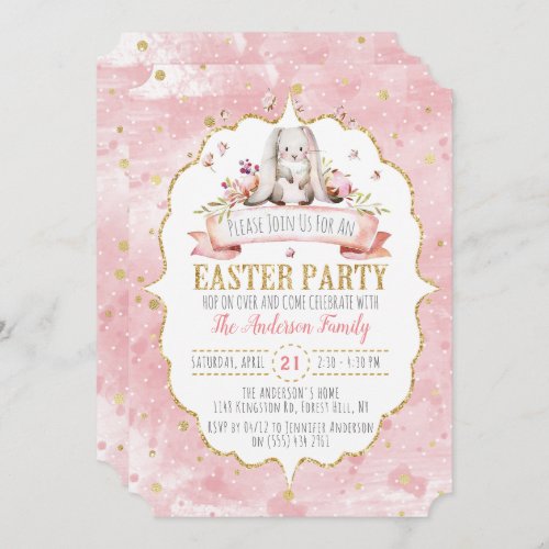 Cute Bunny Easter Party Invitations