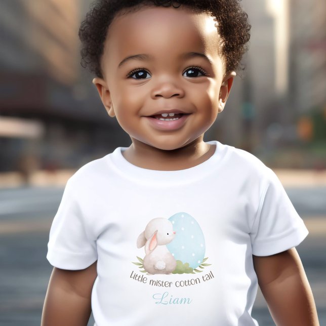 Cute Bunny Easter Personalized Name Blue boy Toddler T-shirt (Cute Bunny Easter Personalized Name Blue boy Toddler T-shirt)