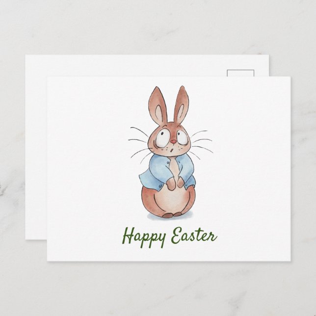 Cute Bunny Easter Postcard – Adorable Spring Bunny (Front/Back)