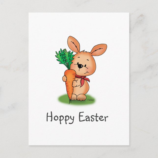 Cute Bunny Easter Postcard Happy Easter (Front)