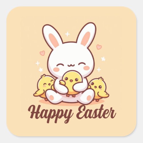 Cute Bunny Easter Stickers Happy Easter Stickers