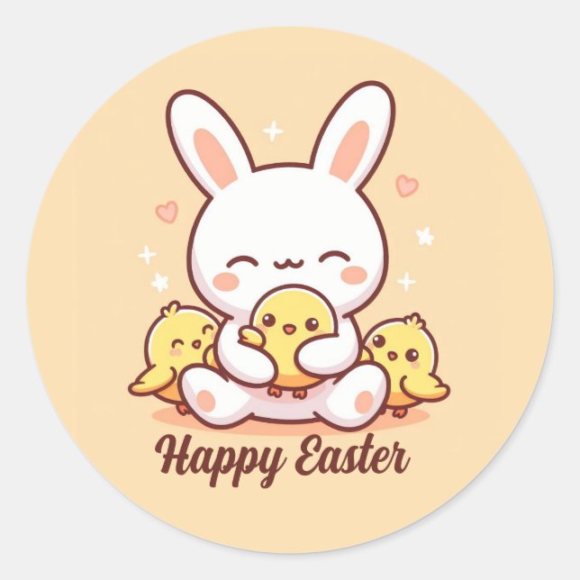 Cute Bunny Easter Stickers! Happy Easter Stickers (Front)