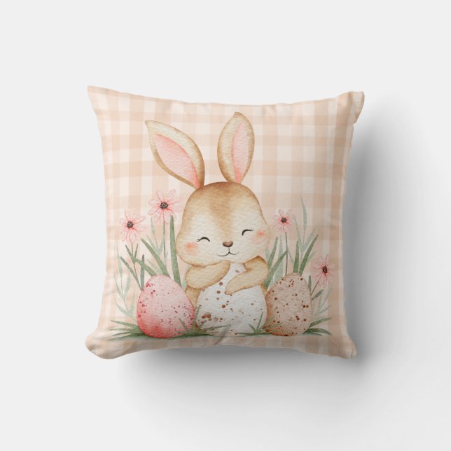 Cute Bunny Easter Throw Pillow (Front)