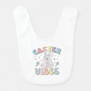 Cute Bunny Easter Vibes Pastel Spring Party Baby Bib