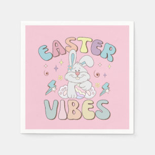 Cute Bunny Easter Vibes Pastel Spring Party  Napkins