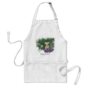 Cute Bunny Easter Wishes Holiday Greetings Adult Apron