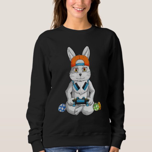 Cute Bunny Egg  Boys Girls Kids Gamer Happy Easter Sweatshirt