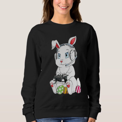 Cute Bunny Egg  Boys Girls Kids Gamer Happy Easter Sweatshirt