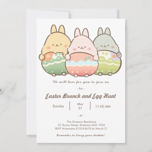 Cute Bunny Egg Easter Invitation