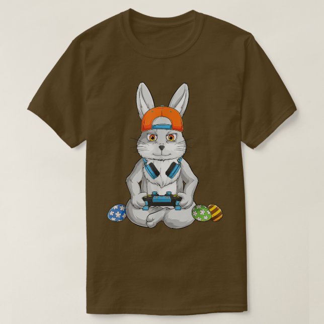Cute Bunny Egg Funny Boys Girls Kids Gamer Happy E T-Shirt (Design Front)
