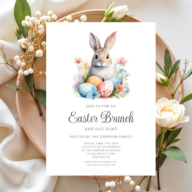 Cute Bunny Egg Hunt And Easter Brunch  Invitation (Creator Uploaded)