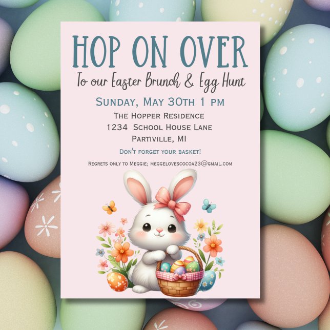 Cute Bunny Egg Hunt and Easter Brunch Invitation (Creator Uploaded)