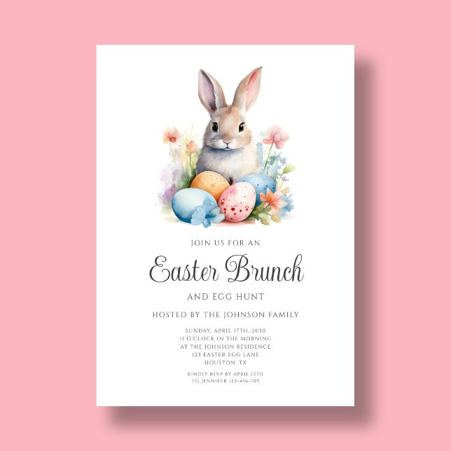 Cute Bunny Egg Hunt And Easter Brunch  Invitation (Cute Bunny Egg Hunt And Easter Brunch Invitation)
