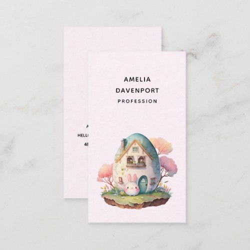 Cute Bunny  Egg Shaped House Pastel Colors Business Card