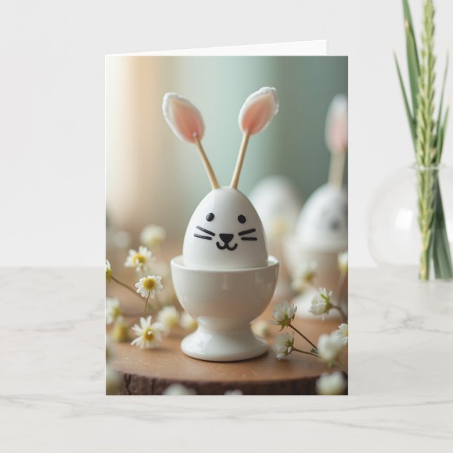 Cute Bunny Egg Springtime Card (Front)