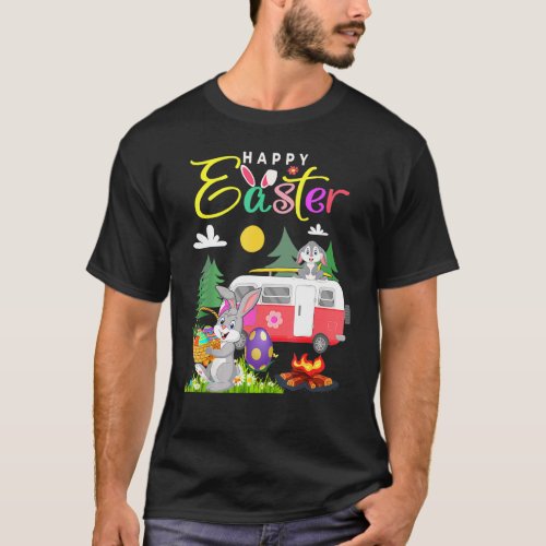 Cute Bunny Eggs Easter Camping Happy Easter Day 20 T_Shirt